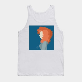 Red Haired Girl Block Print Tank Top